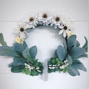Selenite floral wreath 8”